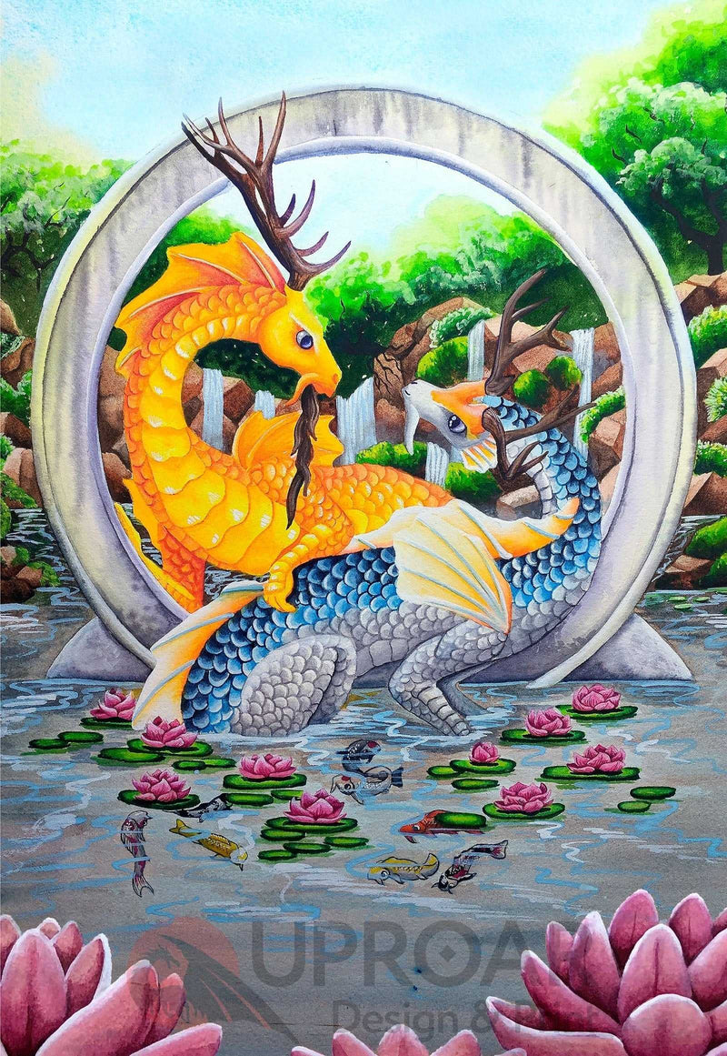 Colorful dragon artwork print for home decor