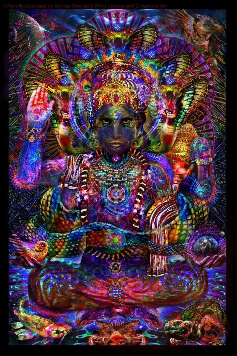 Vishnu psychedelic art print with vibrant colors and intricate patterns