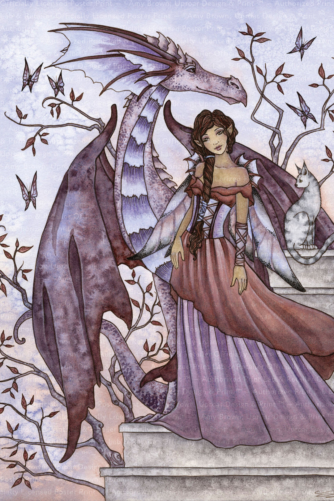 a painting of a woman and a dragon