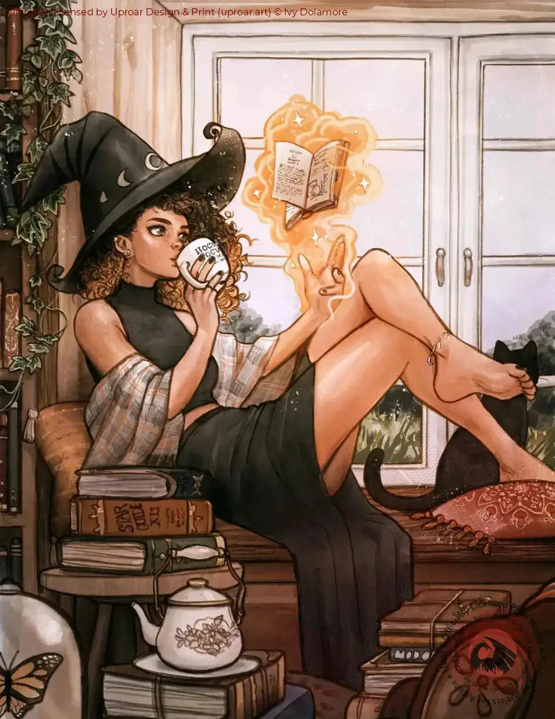 Witch reading with magic book and potion