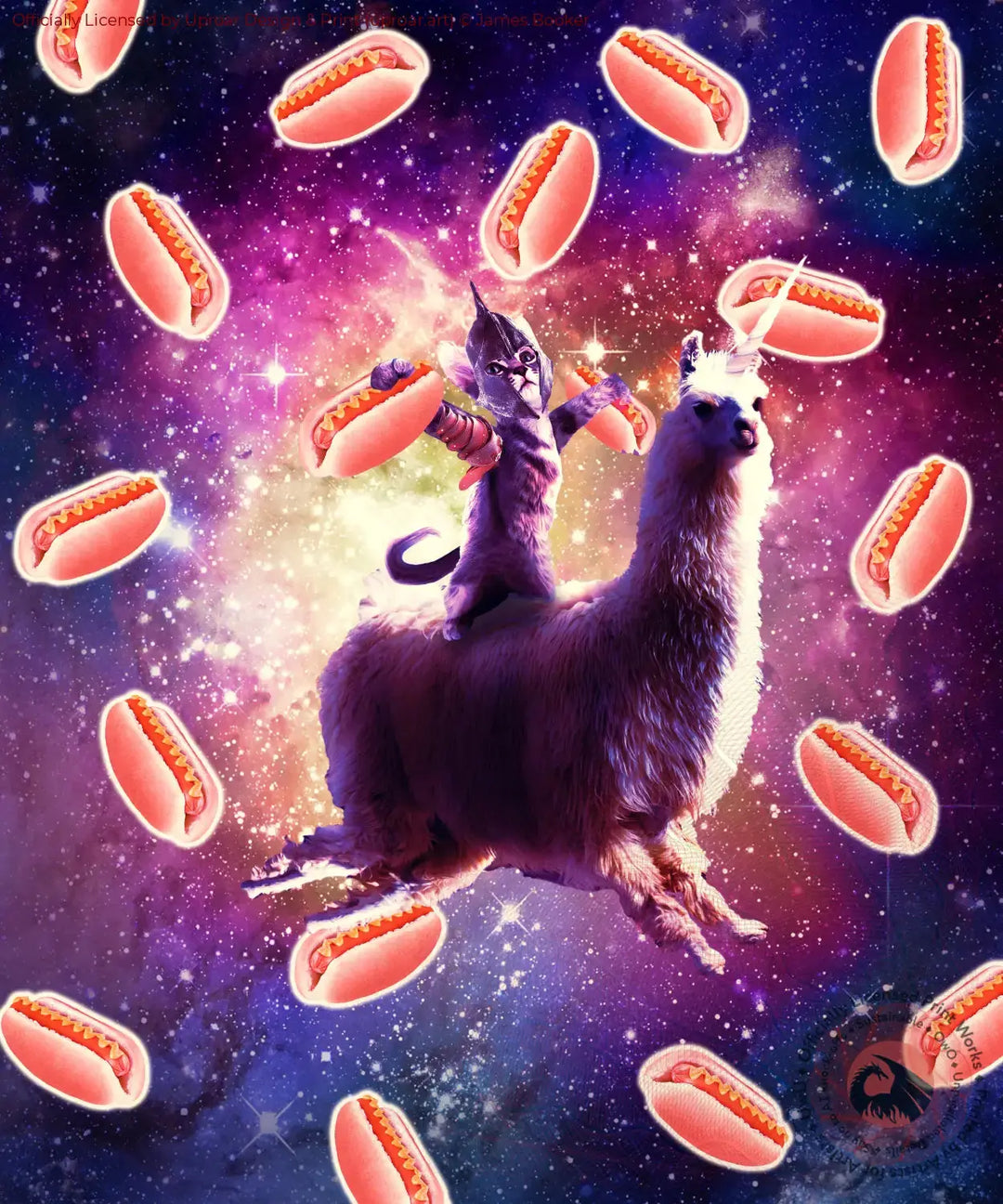 Warrior Space Cat On Llama Unicorn - Hotdog Posters Prints & Visual Artwork
