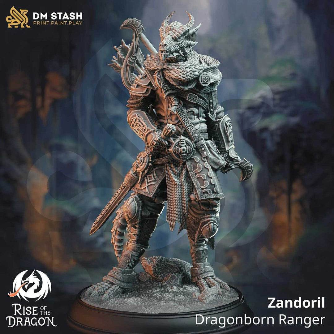 Dragonborn Ranger scale model for tabletop gaming