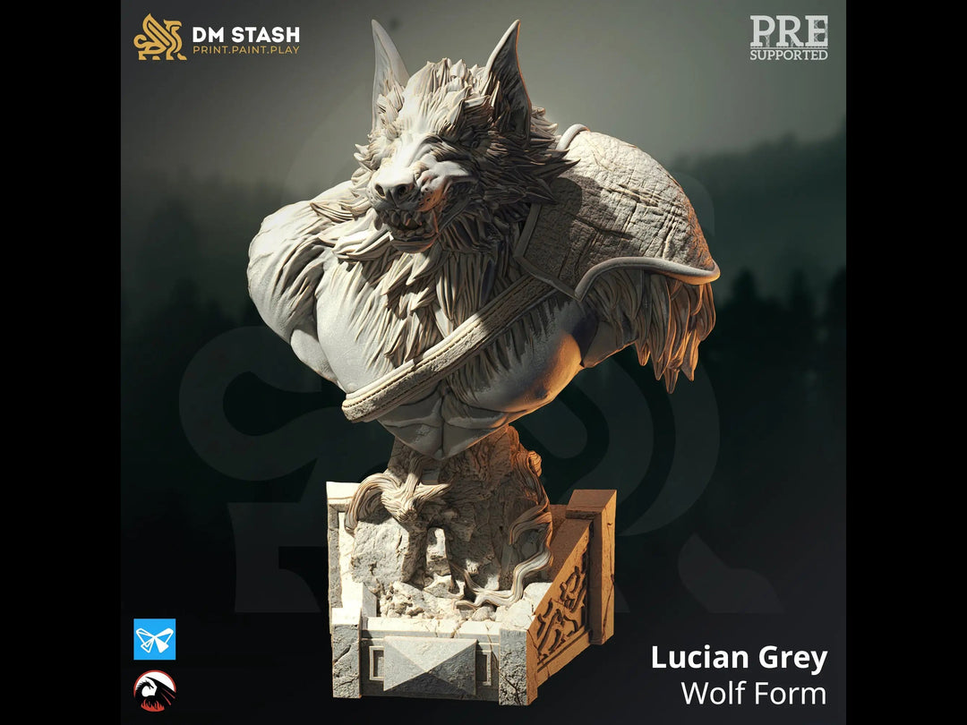 Bust of Lucian Grey - Wolf Form Dungeon Master Stash